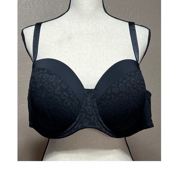 Torrid Curve Black Bra 48B Women Push Up Lace T-Shirt Convertible Strapless - Picture 1 of 10